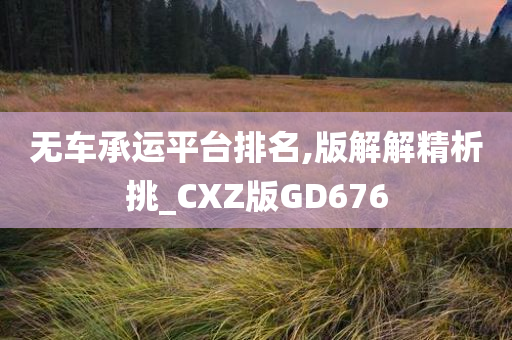 无车承运平台排名,版解解精析挑_CXZ版GD676