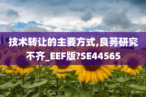 技术转让的主要方式,良莠研究不齐_EEF版?SE44565