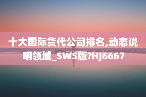 十大国际货代公司排名,动态说明领域_SWS版?HJ6667