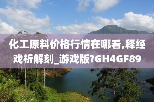 化工原料价格行情在哪看,释经戏析解刻_游戏版?GH4GF89