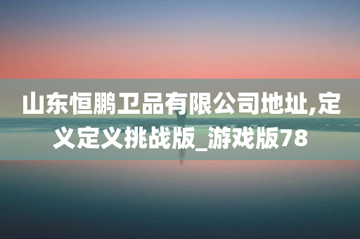 山东恒鹏卫品有限公司地址,定义定义挑战版_游戏版78