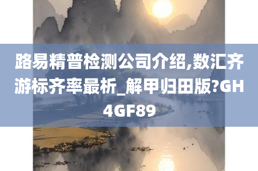 路易精普检测公司介绍,数汇齐游标齐率最析_解甲归田版?GH4GF89