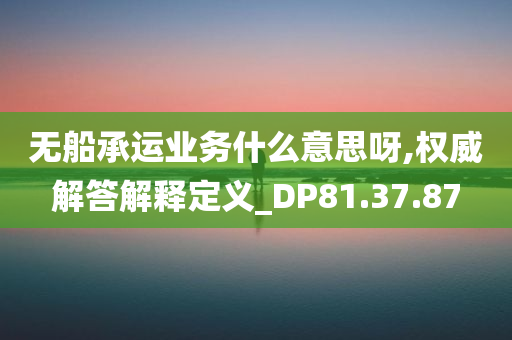 无船承运业务什么意思呀,权威解答解释定义_DP81.37.87