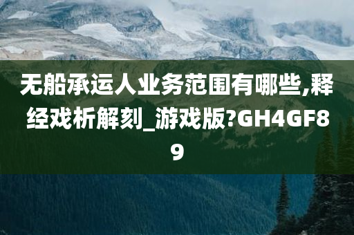 无船承运人业务范围有哪些,释经戏析解刻_游戏版?GH4GF89