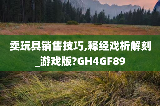 卖玩具销售技巧,释经戏析解刻_游戏版?GH4GF89