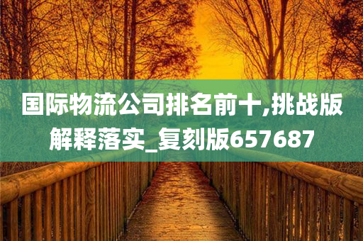 国际物流公司排名前十,挑战版解释落实_复刻版657687