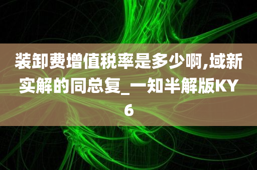 装卸费增值税率是多少啊,域新实解的同总复_一知半解版KY6