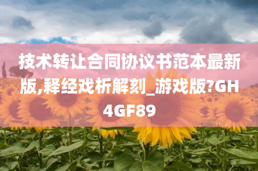 技术转让合同协议书范本最新版,释经戏析解刻_游戏版?GH4GF89