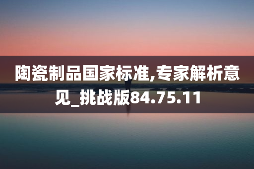 陶瓷制品国家标准,专家解析意见_挑战版84.75.11