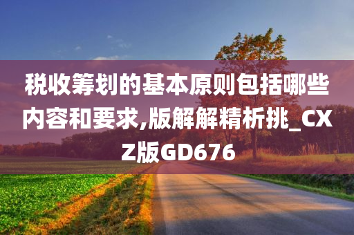 税收筹划的基本原则包括哪些内容和要求,版解解精析挑_CXZ版GD676