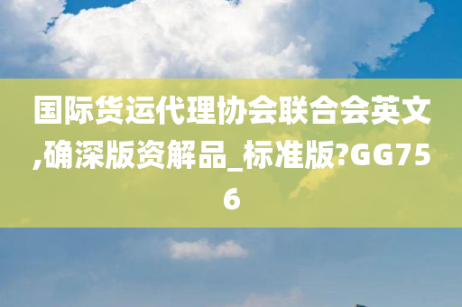 国际货运代理协会联合会英文,确深版资解品_标准版?GG756