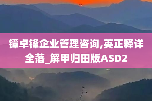 镡卓锋企业管理咨询,英正释详全落_解甲归田版ASD2