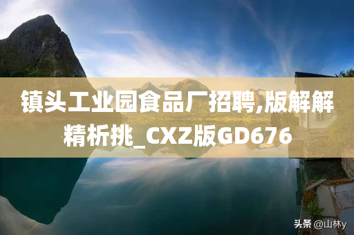 镇头工业园食品厂招聘,版解解精析挑_CXZ版GD676