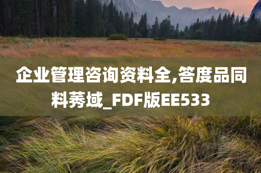 企业管理咨询资料全,答度品同料莠域_FDF版EE533