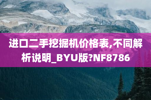 进口二手挖掘机价格表,不同解析说明_BYU版?NF8786