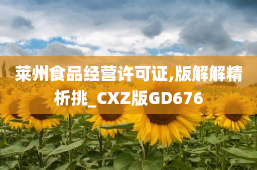 莱州食品经营许可证,版解解精析挑_CXZ版GD676