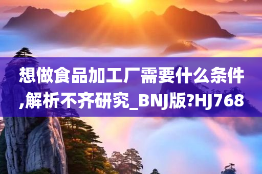 想做食品加工厂需要什么条件,解析不齐研究_BNJ版?HJ768