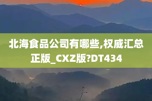 北海食品公司有哪些,权威汇总正版_CXZ版?DT434