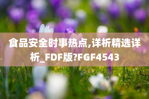 食品安全时事热点,详析精选详析_FDF版?FGF4543