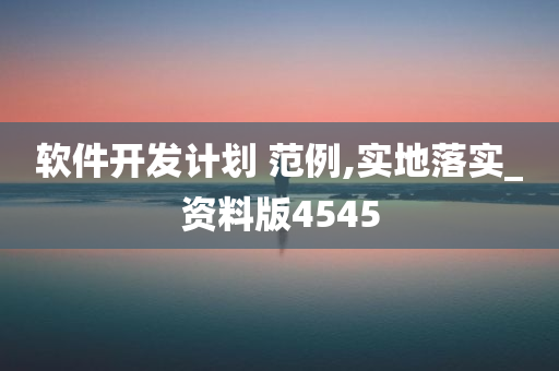 软件开发计划 范例,实地落实_资料版4545