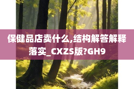 保健品店卖什么,结构解答解释落实_CXZS版?GH9