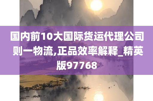 国内前10大国际货运代理公司 则一物流,正品效率解释_精英版97768