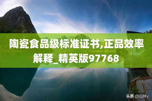 陶瓷食品级标准证书,正品效率解释_精英版97768