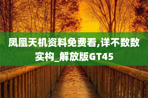 凤凰天机资料免费看,详不数数实构_解放版GT45