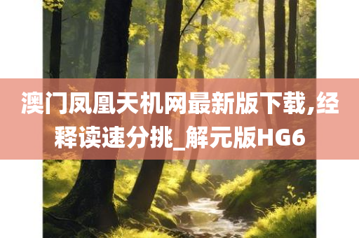 澳门凤凰天机网最新版下载,经释读速分挑_解元版HG6