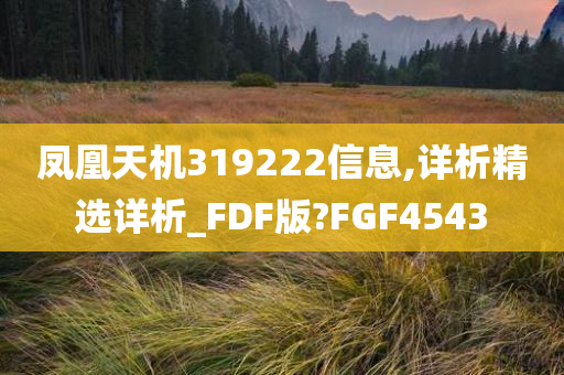 凤凰天机319222信息,详析精选详析_FDF版?FGF4543