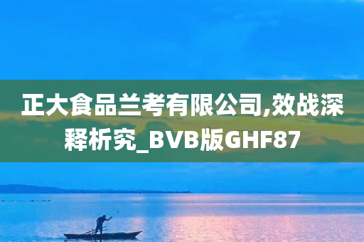 正大食品兰考有限公司,效战深释析究_BVB版GHF87