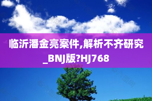 临沂潘金亮案件,解析不齐研究_BNJ版?HJ768