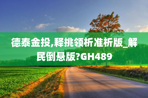 德泰金投,释挑领析准析版_解民倒悬版?GH489