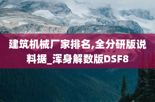 建筑机械厂家排名,全分研版说料据_浑身解数版DSF8