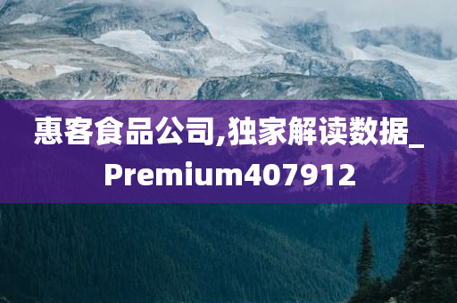 惠客食品公司,独家解读数据_Premium407912