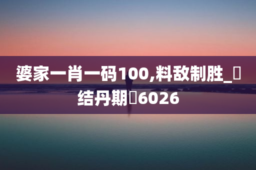 婆家一肖一码100,料敌制胜_‌结丹期‌6026