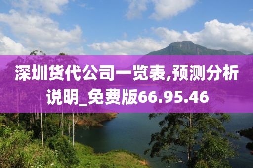 深圳货代公司一览表,预测分析说明_免费版66.95.46