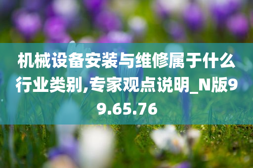 机械设备安装与维修属于什么行业类别,专家观点说明_N版99.65.76