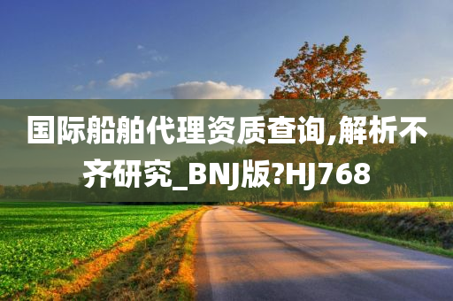 国际船舶代理资质查询,解析不齐研究_BNJ版?HJ768