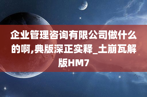 企业管理咨询有限公司做什么的啊,典版深正实释_土崩瓦解版HM7