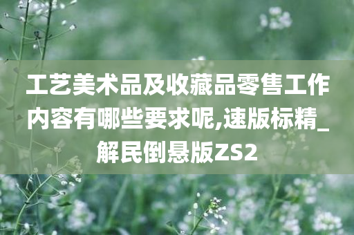 工艺美术品及收藏品零售工作内容有哪些要求呢,速版标精_解民倒悬版ZS2