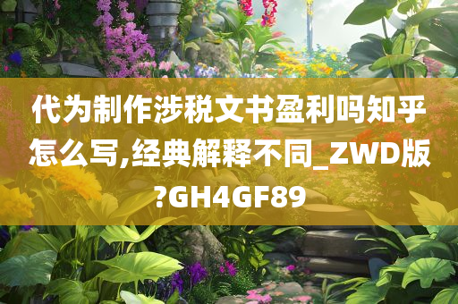 代为制作涉税文书盈利吗知乎怎么写,经典解释不同_ZWD版?GH4GF89