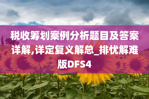 税收筹划案例分析题目及答案详解,详定复义解总_排忧解难版DFS4