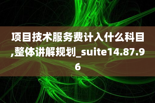 项目技术服务费计入什么科目,整体讲解规划_suite14.87.96