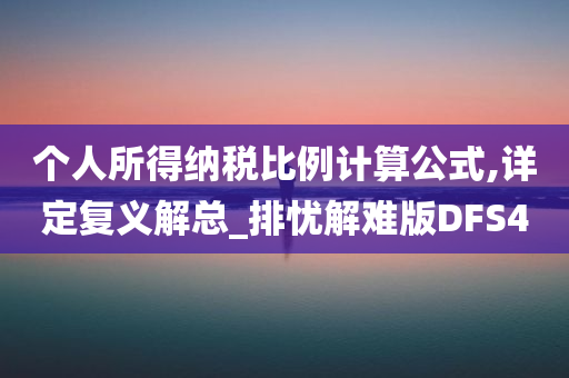 个人所得纳税比例计算公式,详定复义解总_排忧解难版DFS4