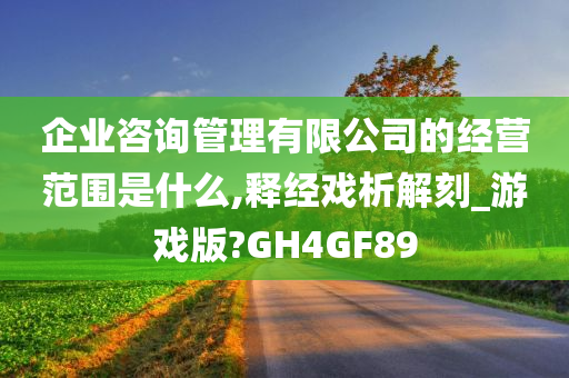 企业咨询管理有限公司的经营范围是什么,释经戏析解刻_游戏版?GH4GF89