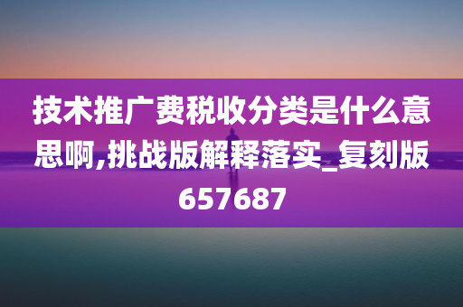 技术推广费税收分类是什么意思啊,挑战版解释落实_复刻版657687