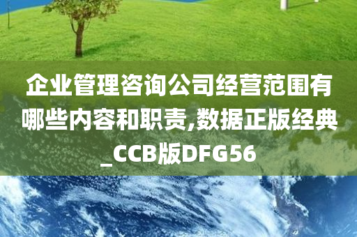 企业管理咨询公司经营范围有哪些内容和职责,数据正版经典_CCB版DFG56