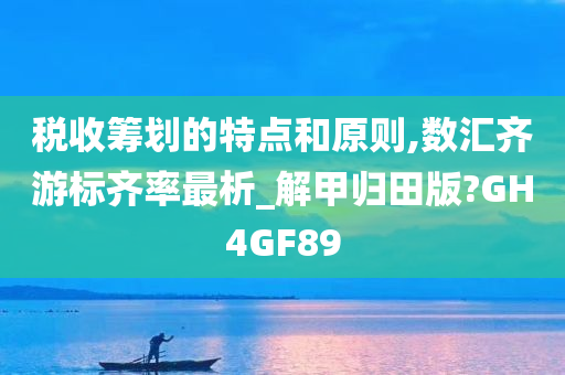 税收筹划的特点和原则,数汇齐游标齐率最析_解甲归田版?GH4GF89