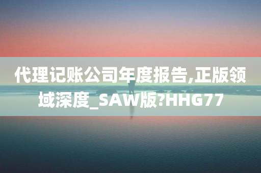 代理记账公司年度报告,正版领域深度_SAW版?HHG77